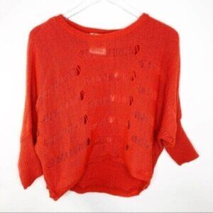 DEREK HEART | Women's Orange Long Sleeves Distressed Crop Sweater Size Large